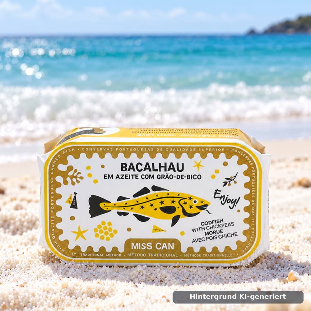 Bacalhau (Kabeljau) in Olivenöl mit Kichererbsen 140g Miss Can Miss Can