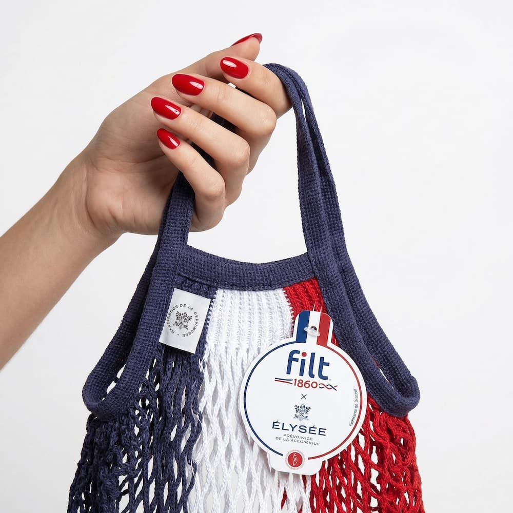 Kleines Einkaufsnetz „Élysée x Filt 1860“ – Die exklusive Tricolore-Edition Filt