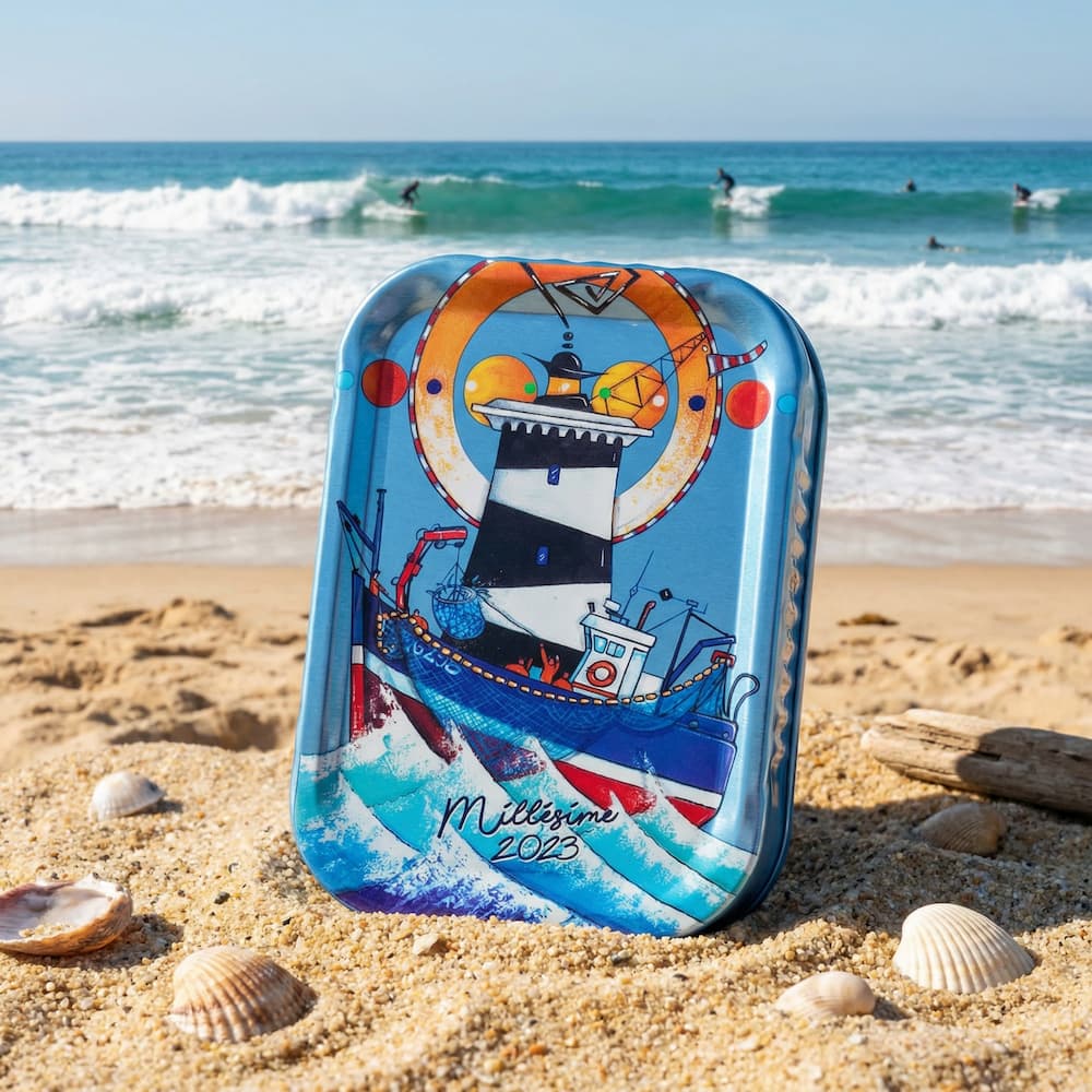 Jahrgangssardine 2023 Ramine - Leuchtturm schwarz/weiß - La Pointe de Penmarch - Maître Philippe & Filles