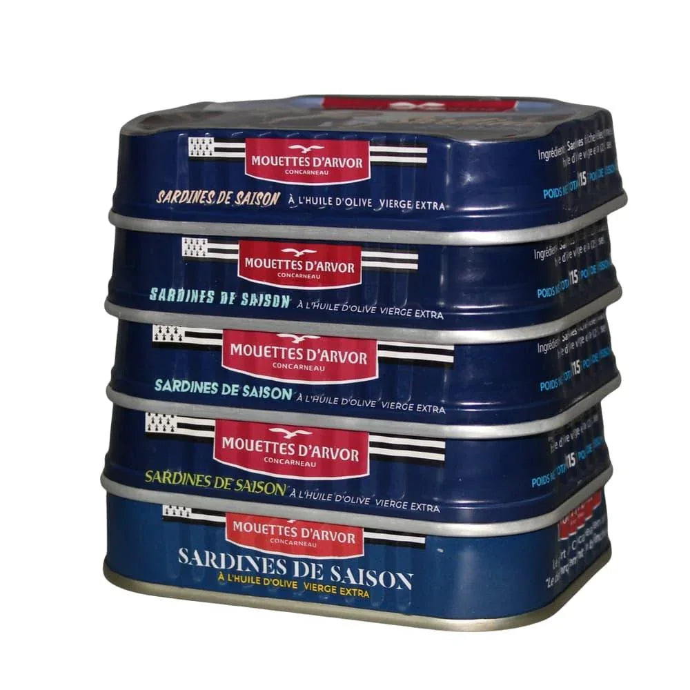 Kollektion 5 Dosen Jahrgangssardinen "Saison 2020 bis 2024" - Mouettes Arvor - Maître Philippe & Filles