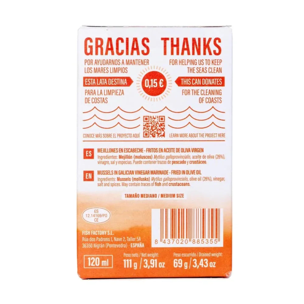 Miesmuscheln aus Galizien - zart eingelegt (Mittelformat, 8-12 Stück) - Conservas Lulina - Maître Philippe & Filles