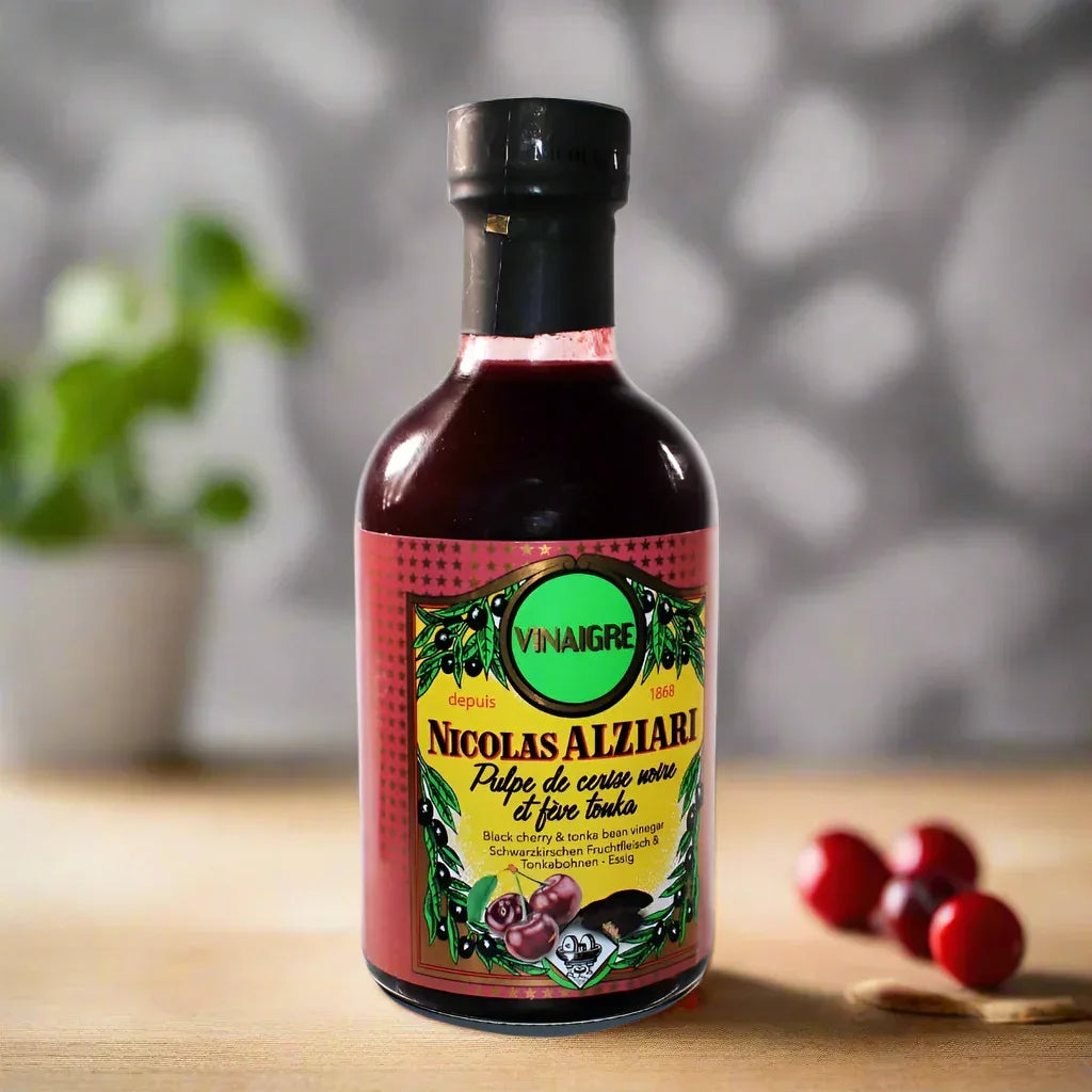 Essig mit schwarzem Kirschfruchtfleisch und Tonkabohne 200 ml - Alziari - Maître Philippe & Filles