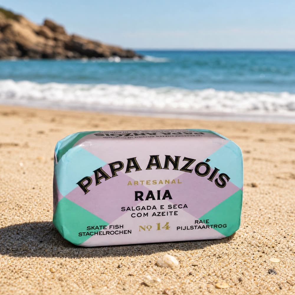 Handgezupfter Rochen in nativen Olivenöl (Papa Anzóis) 120g Conserveira do Arade