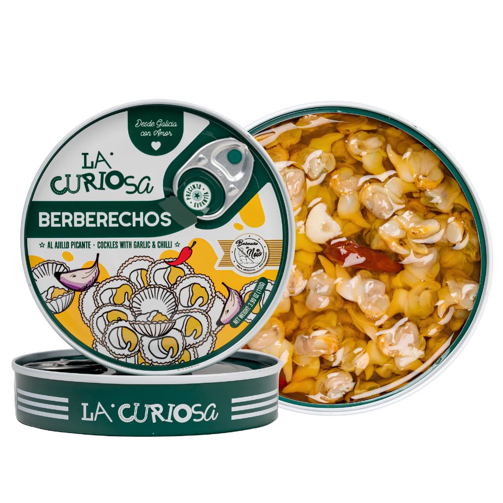 Berberechos al Ajillo Picante – Herzmuscheln mit Knoblauch und Chili, 60/70 Stück 110g La Curiosa La Curiosa