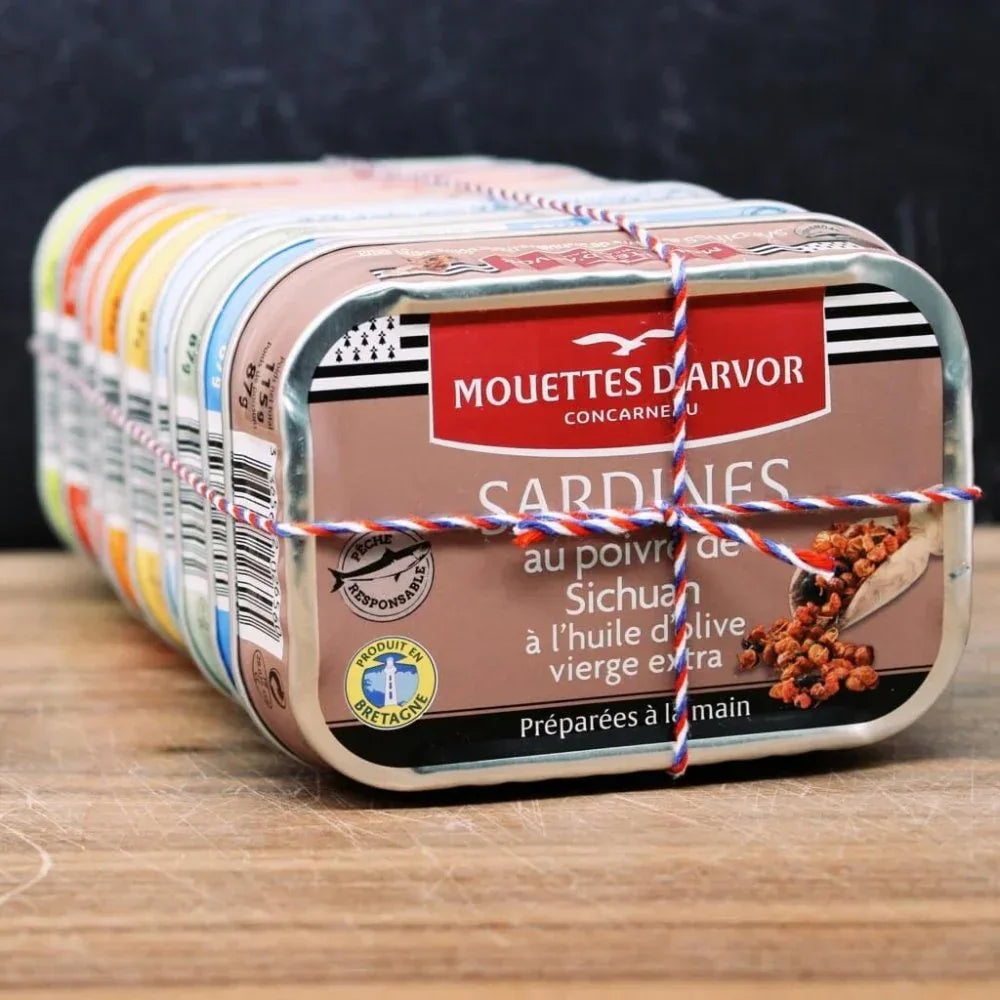 Kollektion 9 Dosen Sardinen, Les Mouettes d'Arvor aus Concarneau - Mouettes Arvor - Maître Philippe & Filles