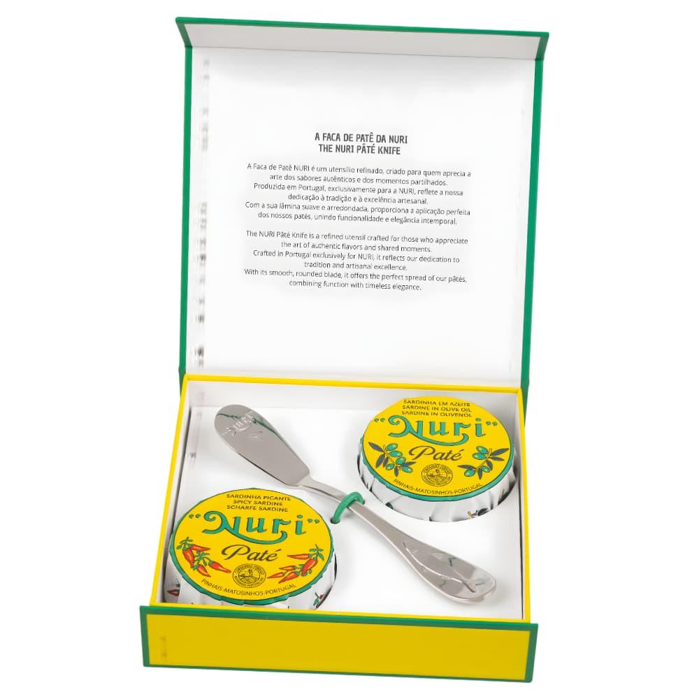 NURI Paté Giftpack (Exklusives Geschenkset: Pastetenmesser & 2 Sardinen-Patés) Nuri