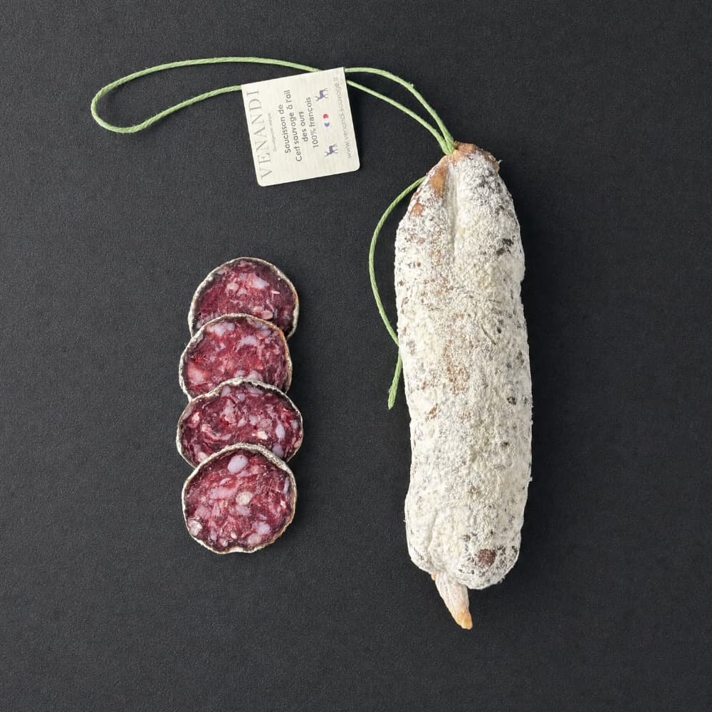 Saucisson de Cerf Sauvage à l'Ail des Ours 100% Français (Hirsch-Salami mit Bärlauch) 180g Venandi