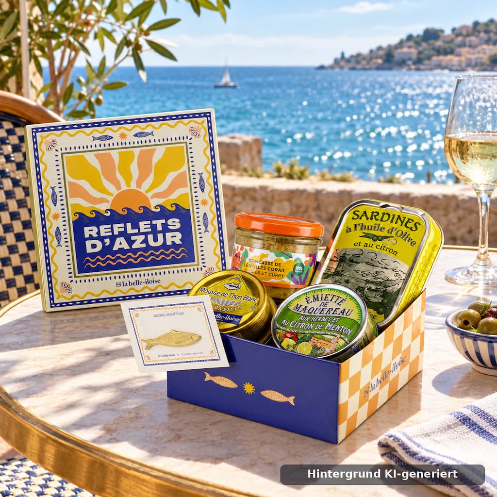 Geschenkbox Reflets d'Azur La Belle-Iloise – 4 Dosen + Magnet Belle Iloise