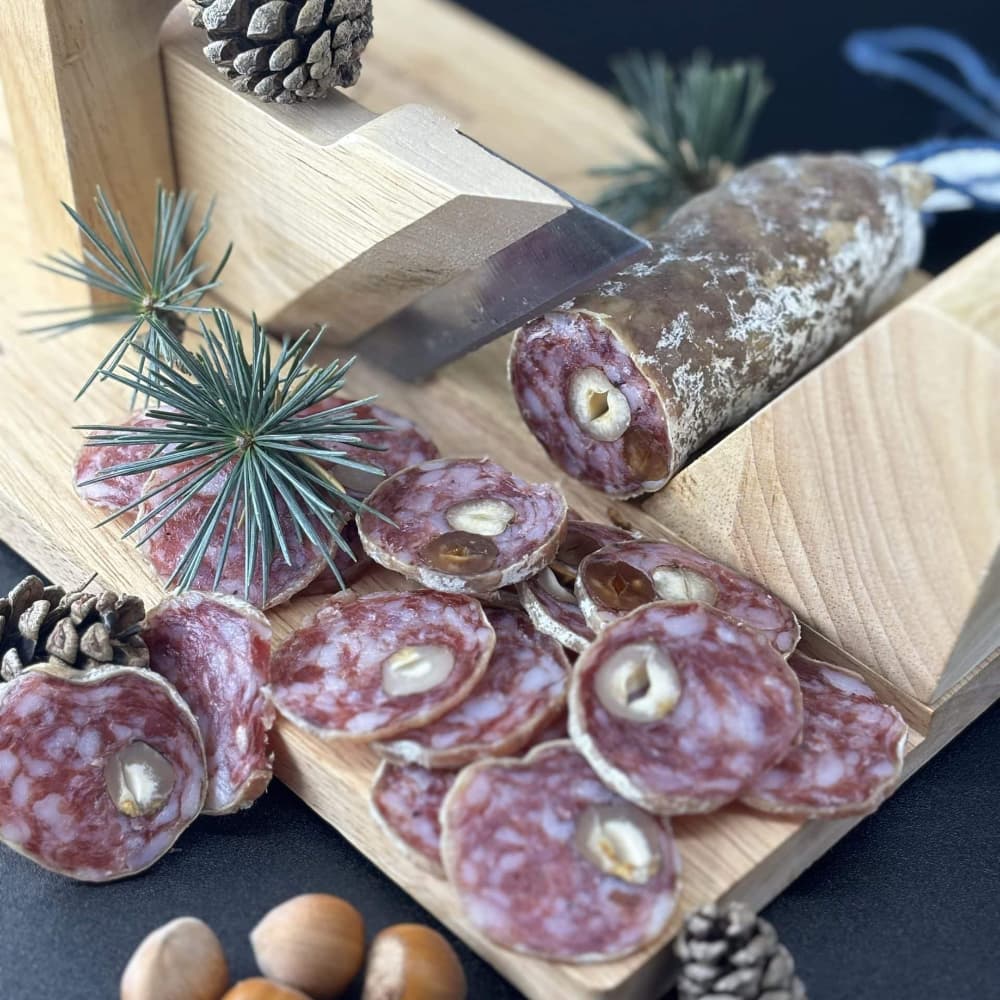 Saucisson de Sanglier Sauvage aux Noisettes 100% Français (Wildschwein-Salami mit Haselnüsse, luftgetrocknet) 180g