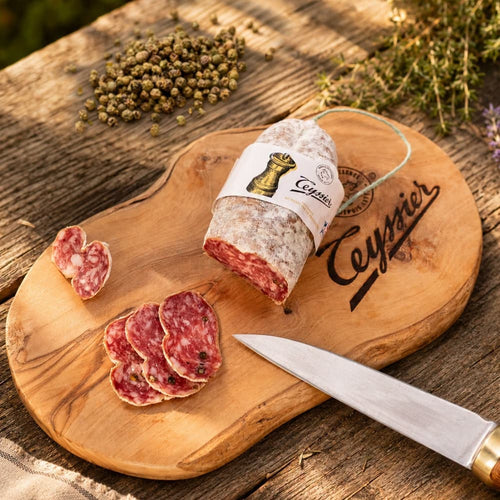 Saucisson d'Ardèche med grøn peber fra Madagaskar 200-250g