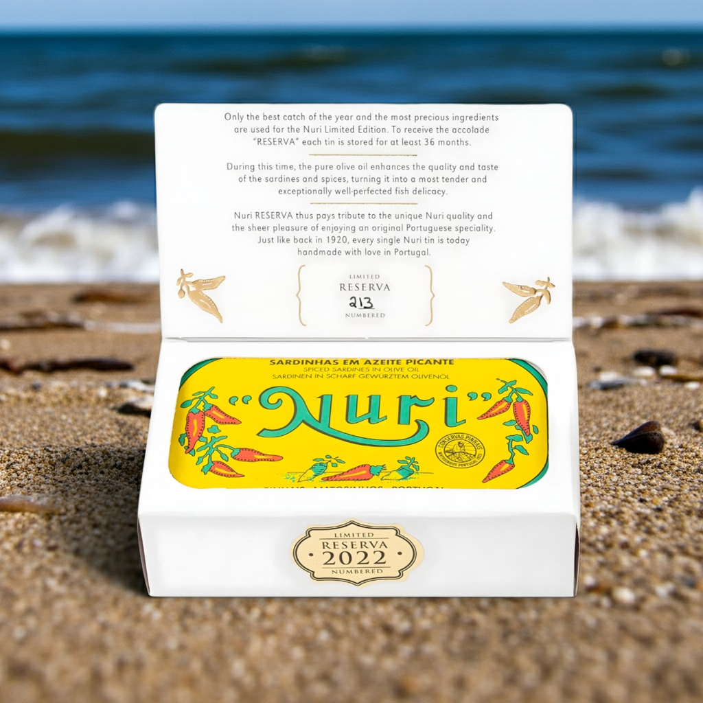 NURI Reserva 2022 – Spiced Sardines in Olive Oil (Pikante Jahrgangssardine) - Nuri - Maître Philippe & Filles