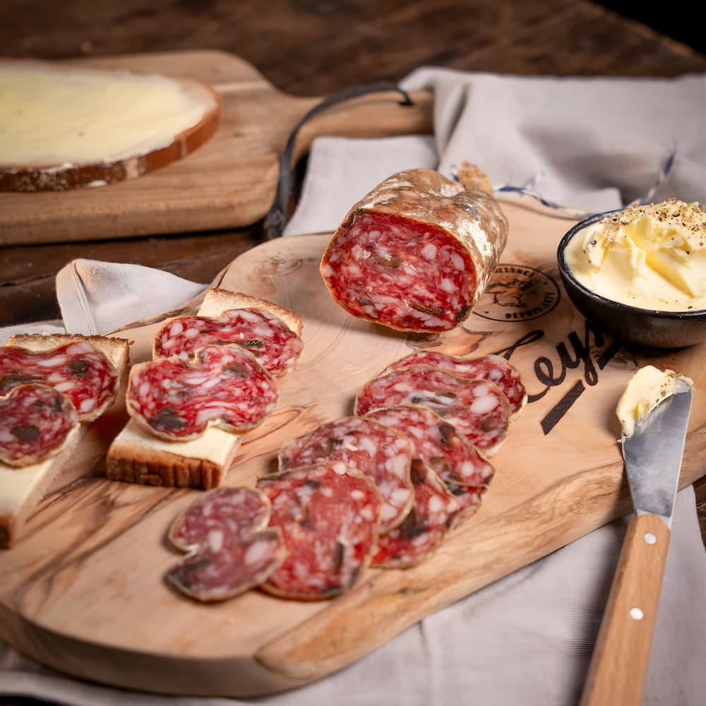 Saucisson d'Ardèche mit Nyons Oliven 200-250g - Teyssier Salaisons - Maître Philippe & Filles