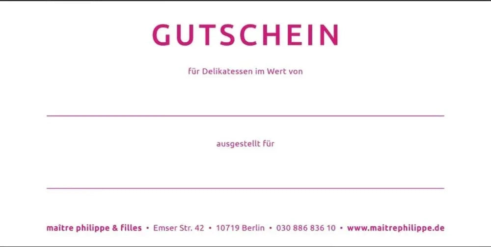 Gutschein (nur im Laden) - Maître Philippe & Filles - Maître Philippe & Filles