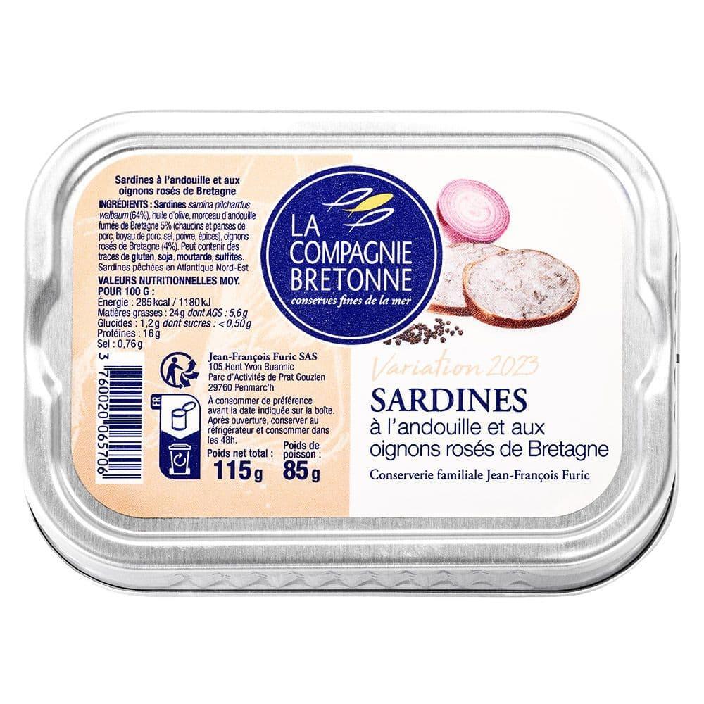 Jahrgangssardine 2023 mit Andouille und Rosa-Zwiebeln aus Roscoff - La Compagnie Bretonne - Maître Philippe & Filles
