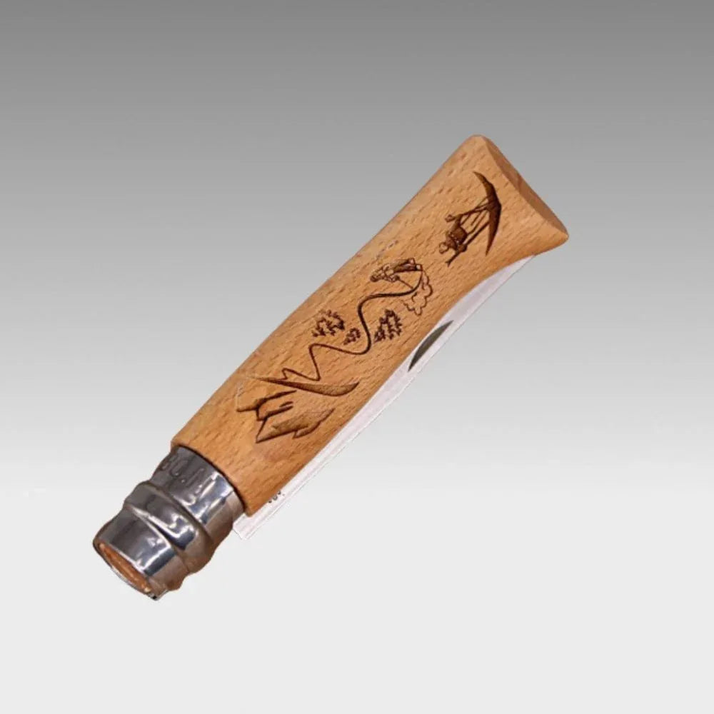 Opinel N° 8 Taschenmesser - Buchenholzgriff graviert - Opinel - Maître Philippe & Filles