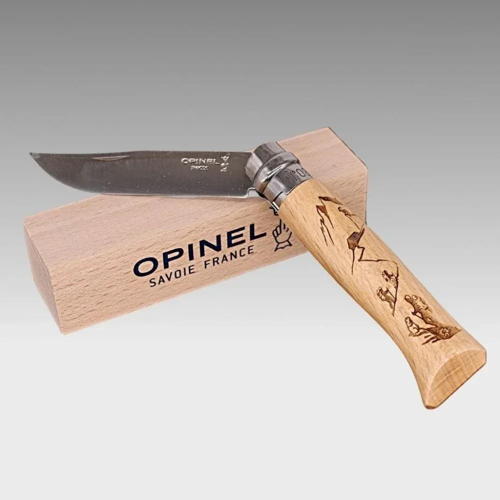 Opinel N° 8 Taschenmesser - Buchenholzgriff graviert - Opinel - Maître Philippe & Filles
