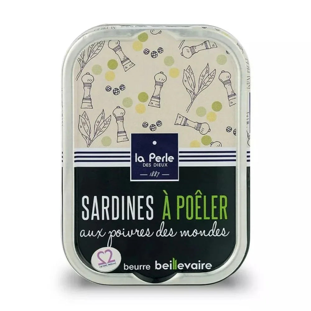 Sardinen zum Braten in Beillevaire Fassbutter mit Pfeffer Perle des Dieux