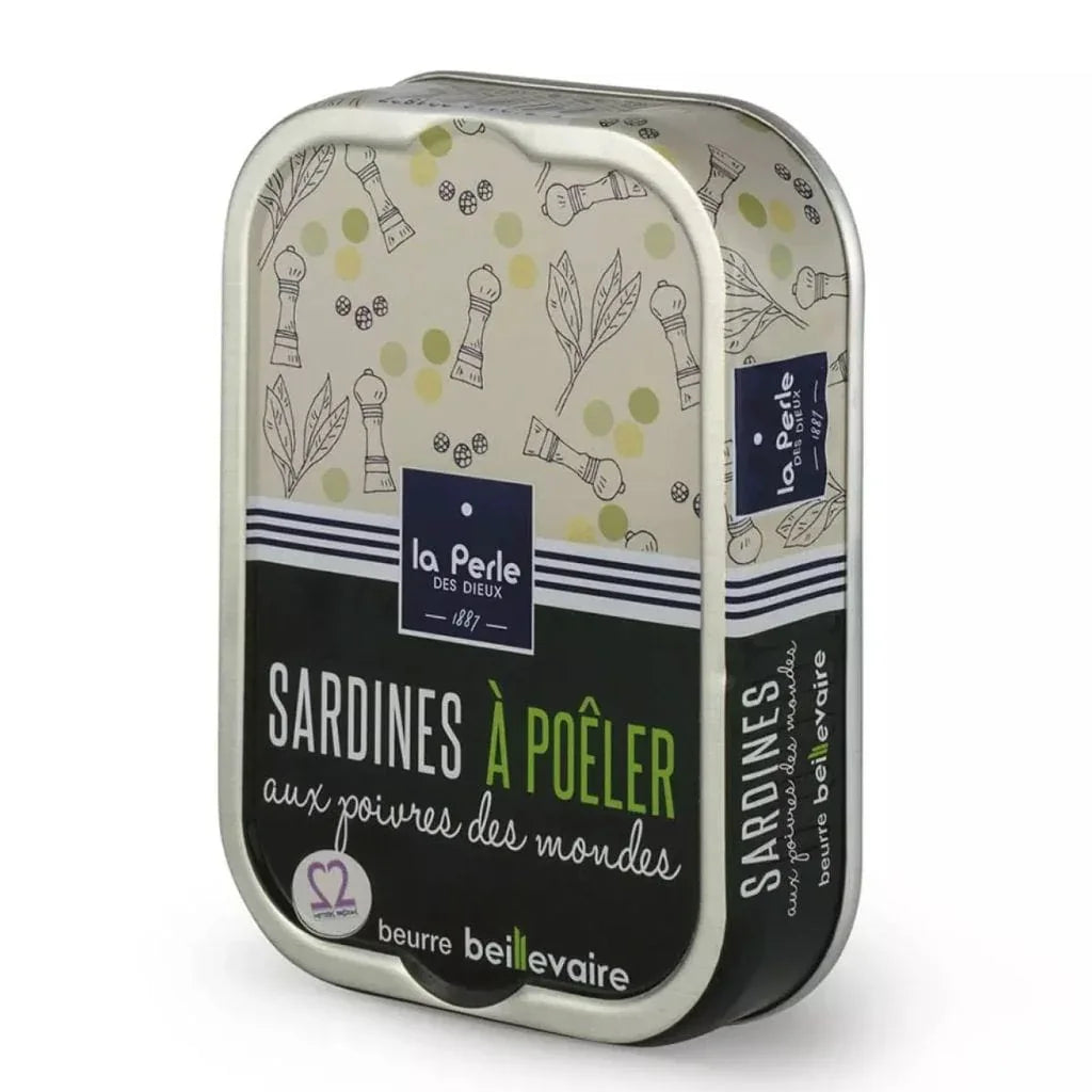 Sardinen zum Braten in Beillevaire Fassbutter mit Pfeffer Perle des Dieux