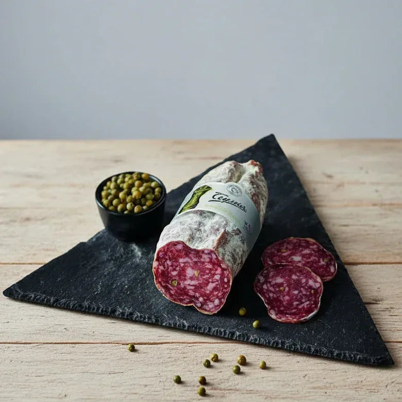 Saucisson d'Ardèche mit grünen Pfeffer aus Madagaskar 200-250g - Teyssier Salaisons - Maître Philippe & Filles