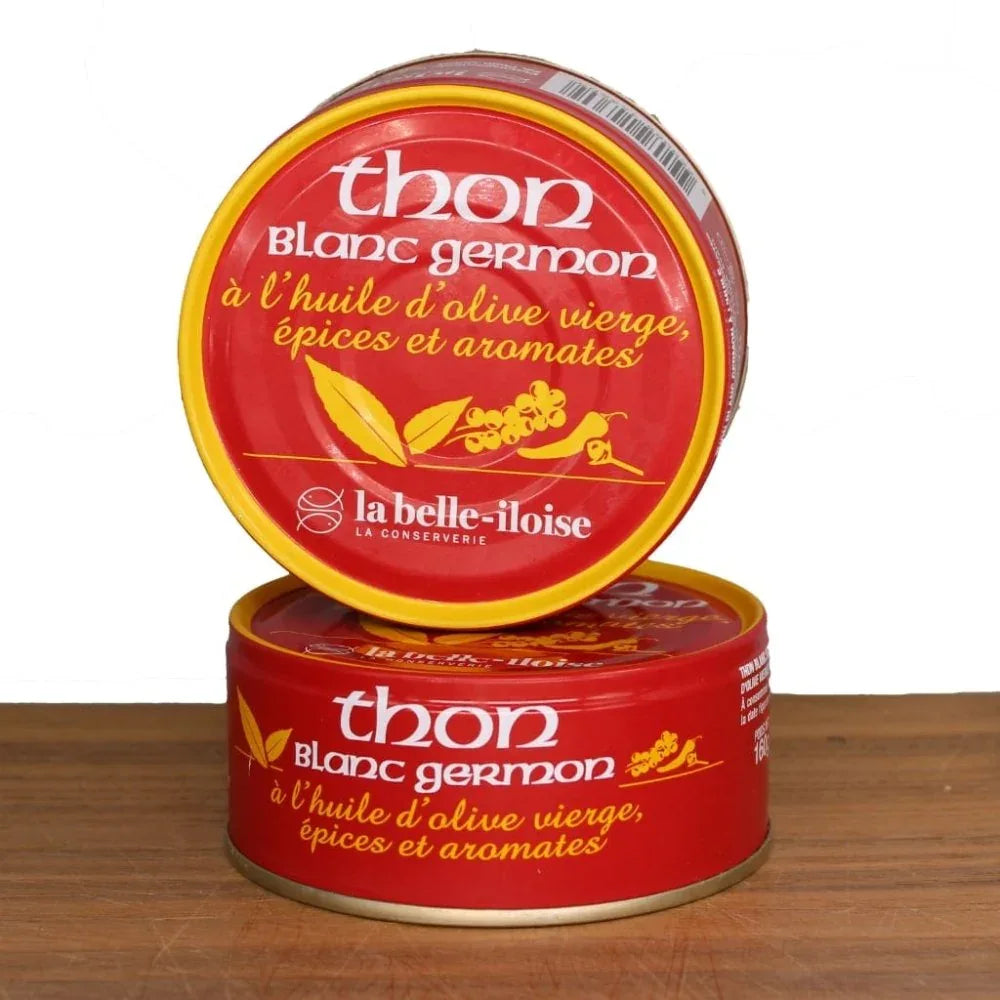 Weißer Thunfisch in Olivenöl, Gewürzen und Pickles Belle Iloise